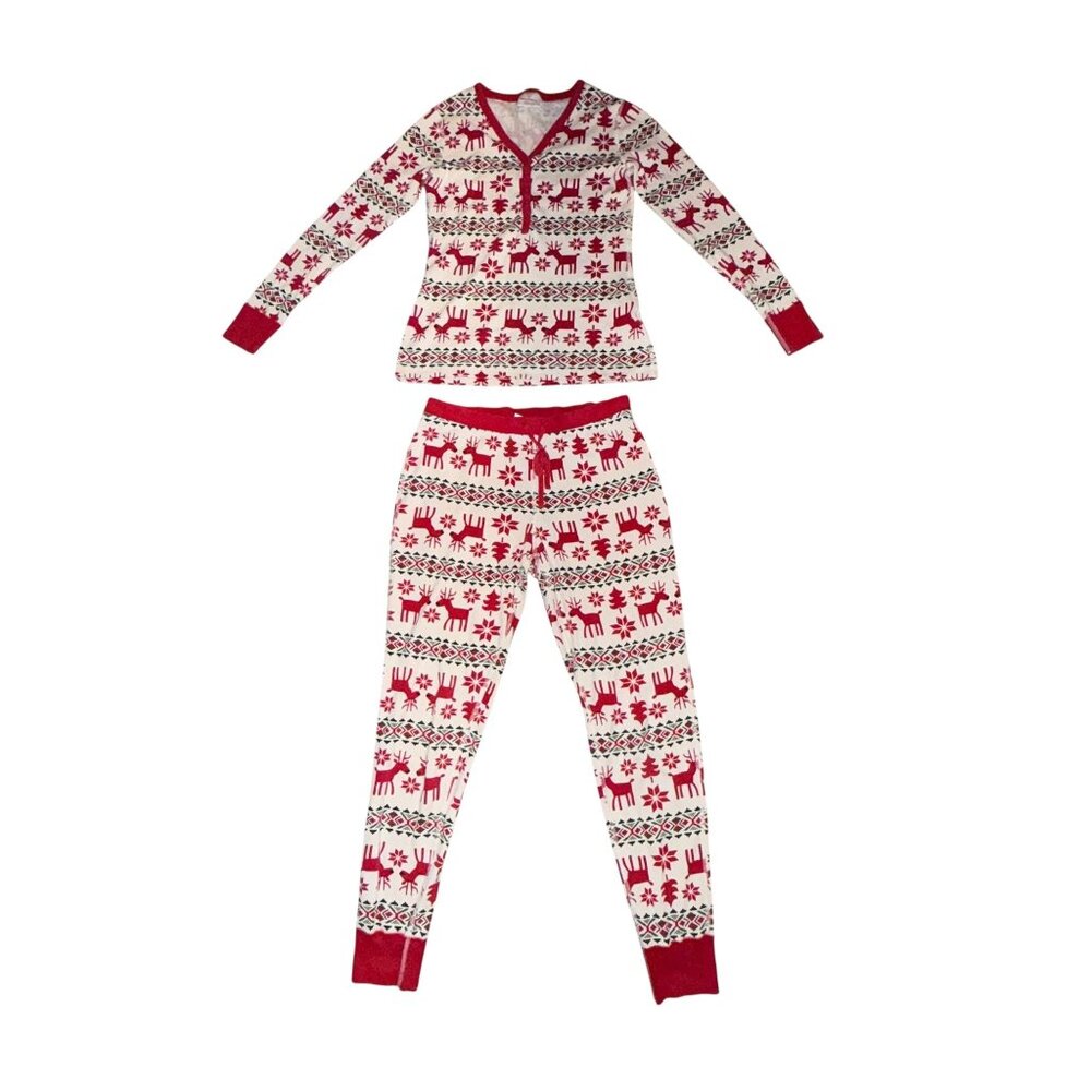 Hanna Andersson Dear Deer Reindeer Womens S Pajamas Christmas Holiday Red - Picture 1 of 11